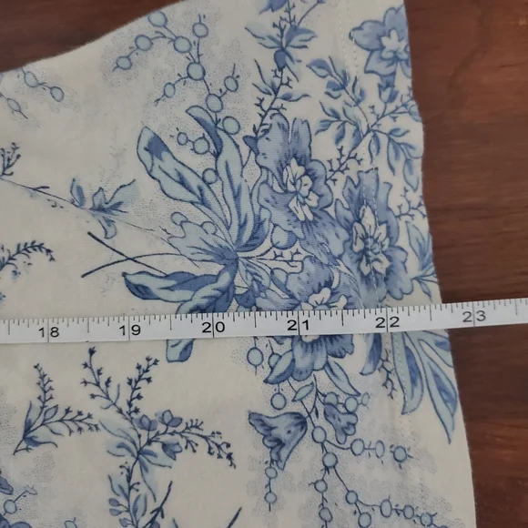 Vintage Ralph Lauren Blue Floral Toile Ruffle Blouse Cottagecore Sleeveless L - Picture 5 of 6